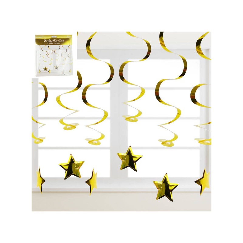Metallic Gold Star Swirls Hanging Decoration