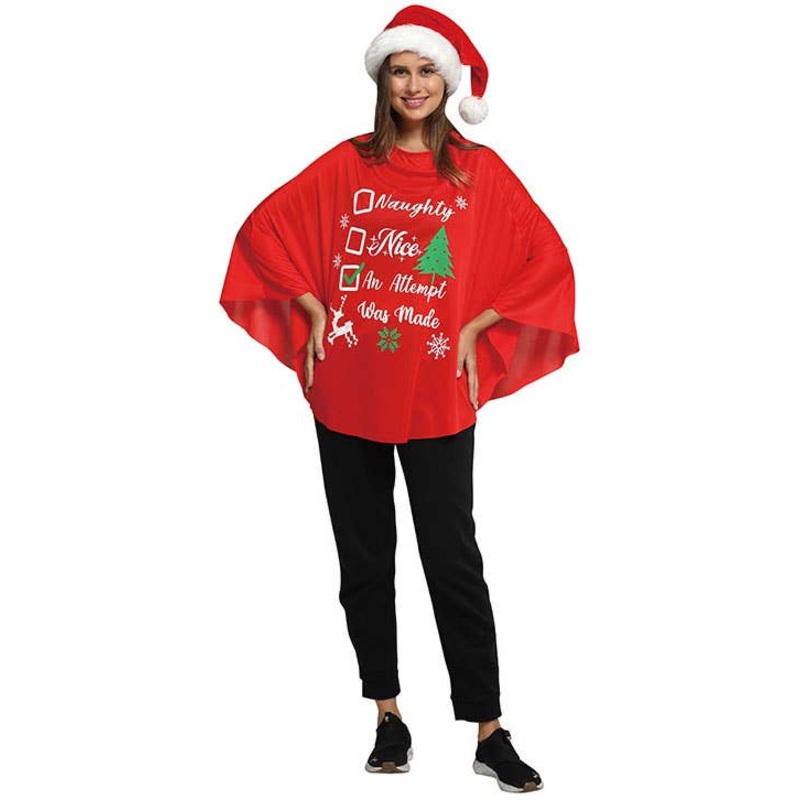 Naughty or Nice Adults Christmas Poncho