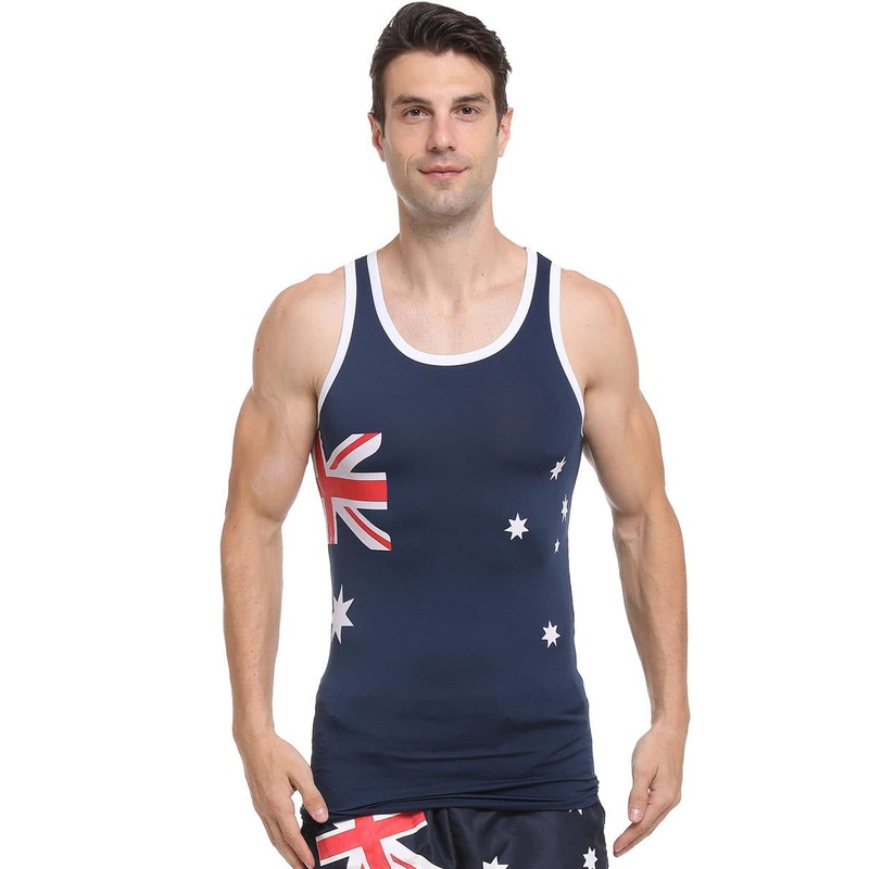 Navy Blue Mens Australia Day Flag Tank Top