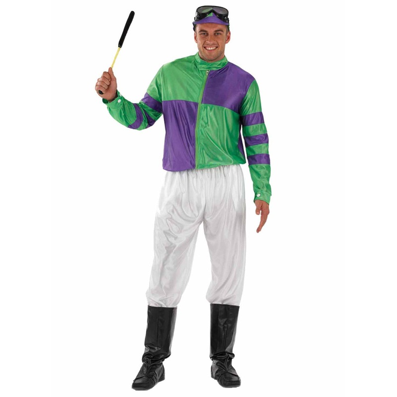 Race Winner Plus Size Mens Purple and Green Jockey Costume