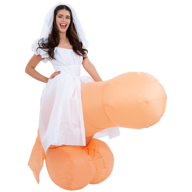 Ride On Penis Bride Womens Novelty Hens Night Costume