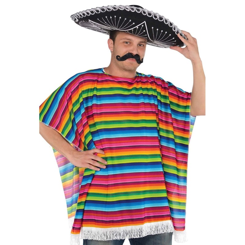 Striped Mexican Fiesta Rainbow Poncho