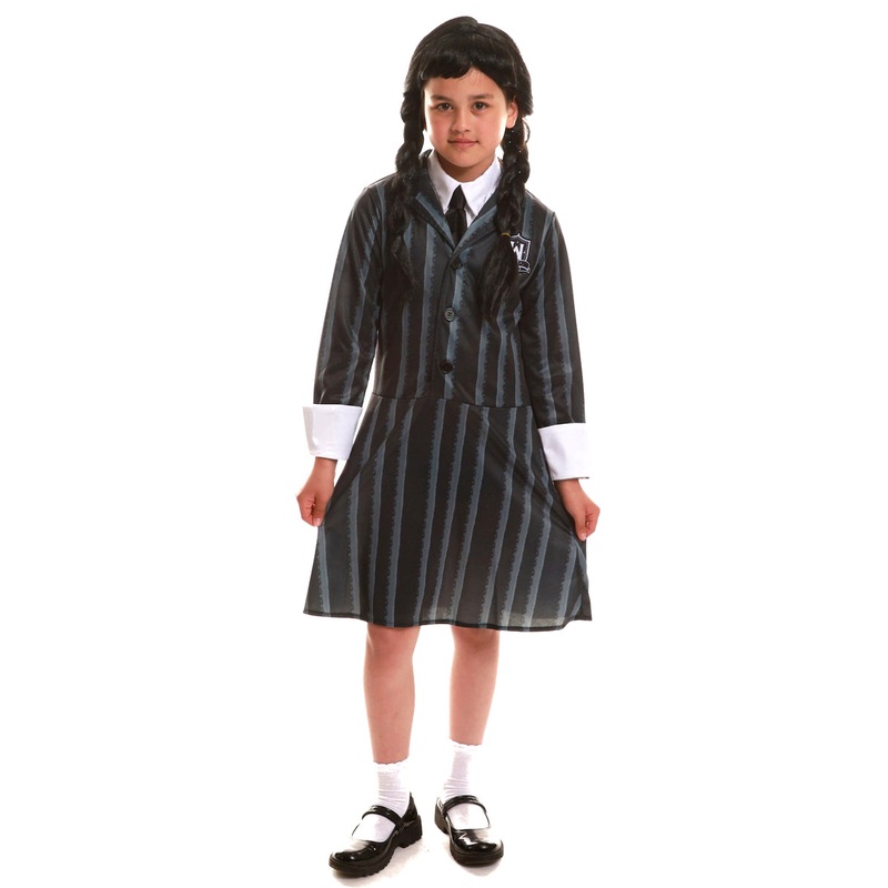 Striped Nevermore Girls School Uniform Costume