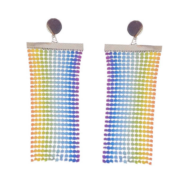70s Rainbow Glo Mesh Costume Earrings