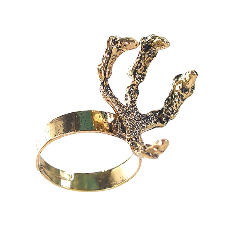 Aged Gold Medieval Dragon Claw Costume Ring