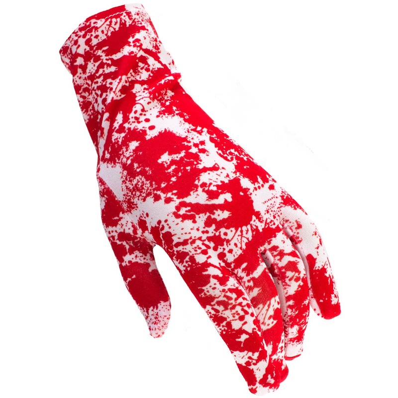 Blood Splattered White Halloween Costume Gloves