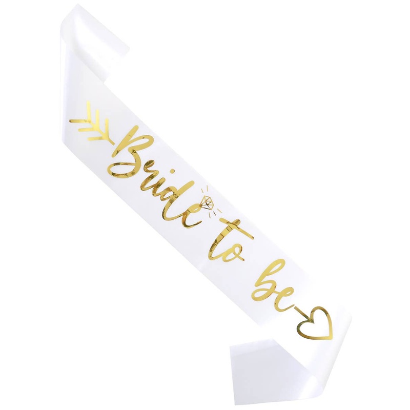 Bride to Be Gold and White Hens Party Sash