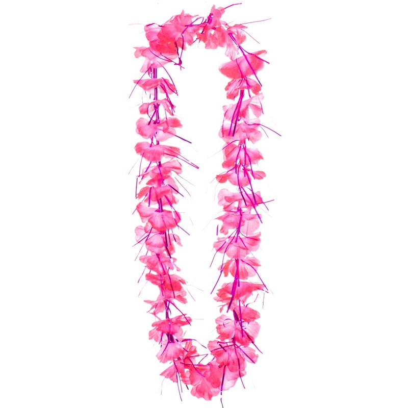 Bright Pink Flower Hawaiian Lei with Tinsel