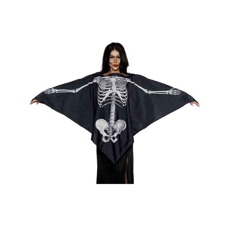 Chilling Adults Skeleton Print Halloween Costume Poncho