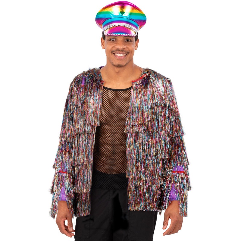 Festival Rainbow Tinsel Mens Costume Jacket
