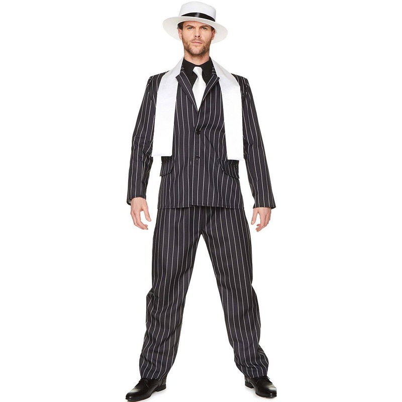 Gangster Boss Mens 1920s Pinstripe Dress Up Costume