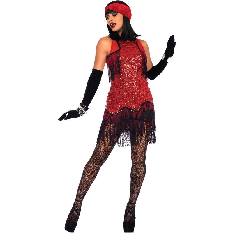 Gatsby Girl Womens Deluxe Red 1920s Flapper Dress Costume