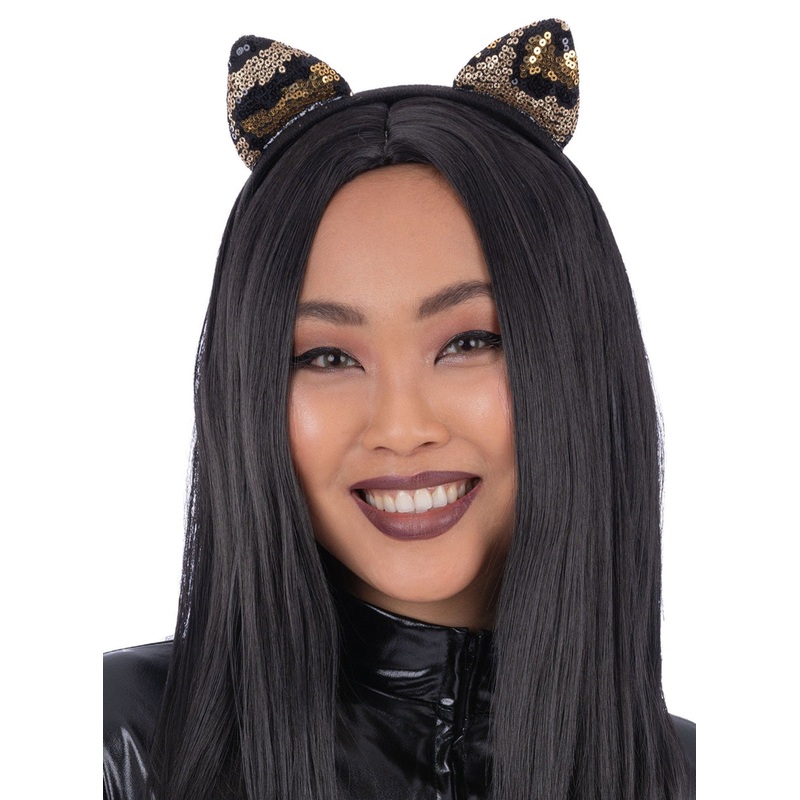 Leopard Print Sequined Womens Cat Ear Headband