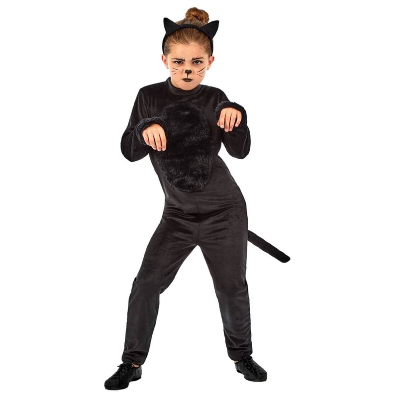 Mysterious Teen Girl Black Cat Halloween Jumpsuit Costume