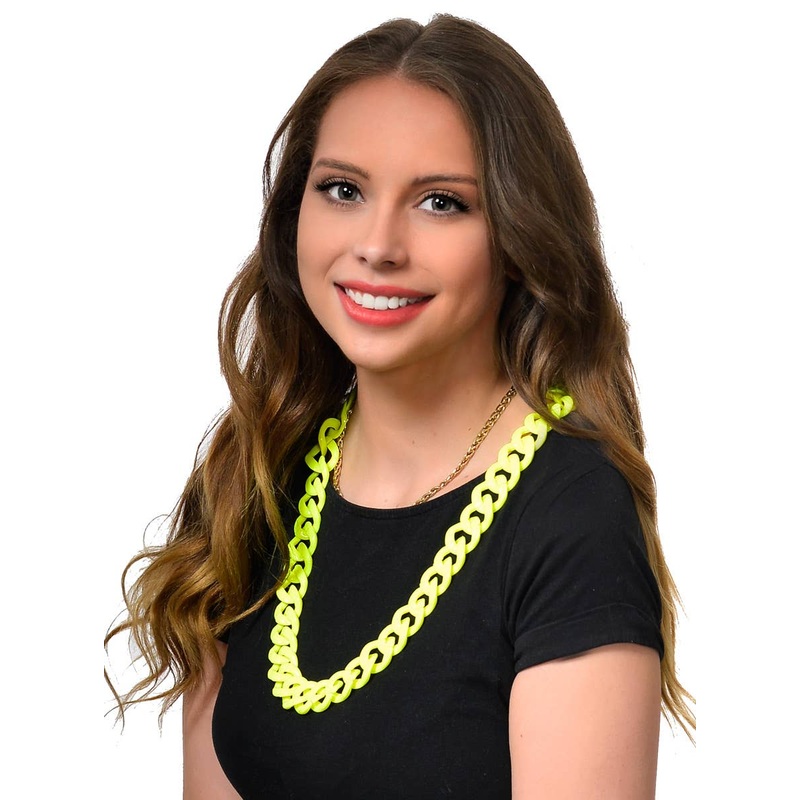 Neon Yellow Chain Necklace 1980s Costume Accessory