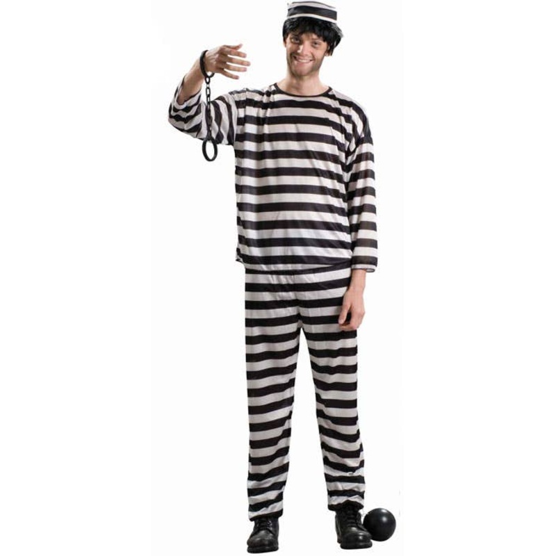 Prisoner Plus Size Mens Striped Convict Costume