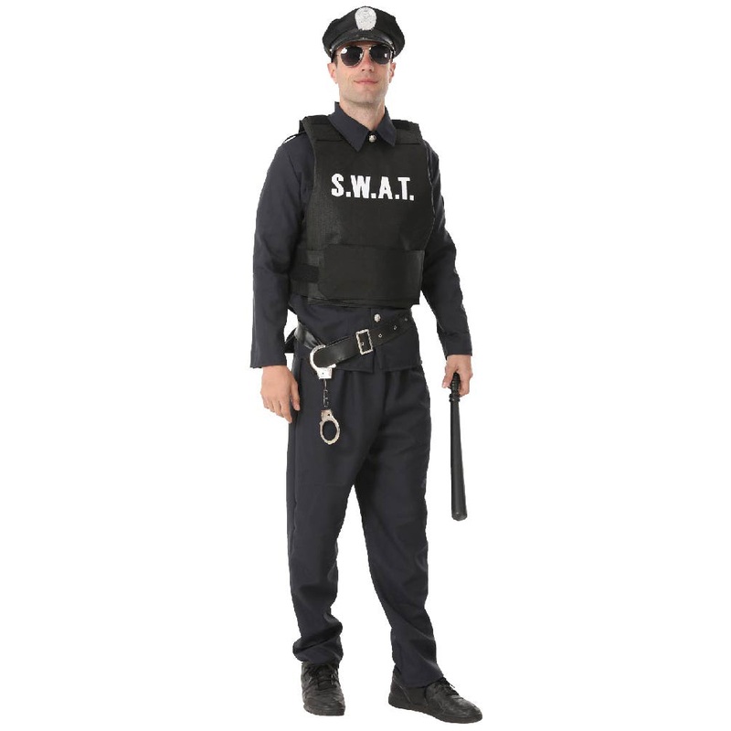 SWAT Officer Mens Padded Black Costume Vest
