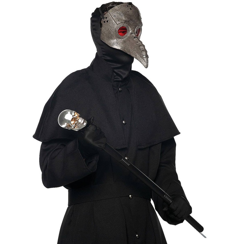 Textured Grey Plague Doctor Halloween Costume Mask