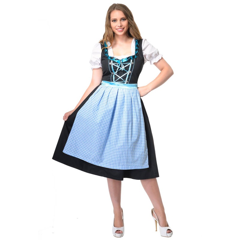 Traditional Black and Blue Dirndl Womens Oktoberfest Costume