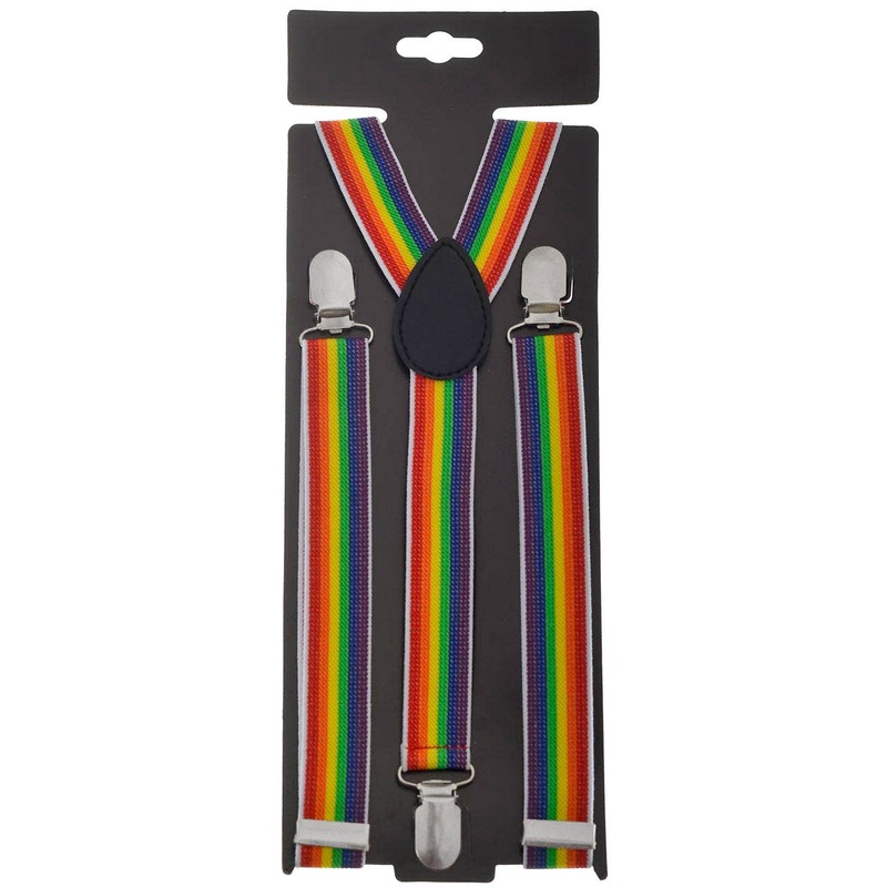 Vertical Rainbow Striped Costume Suspenders