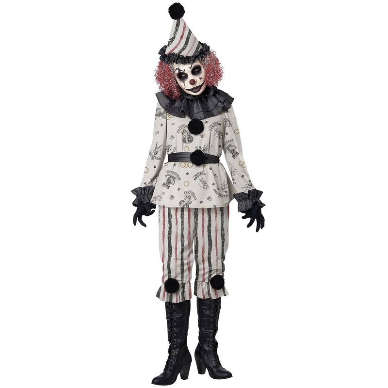 Vintage Creeper Scary Clown Womens Halloween Costume
