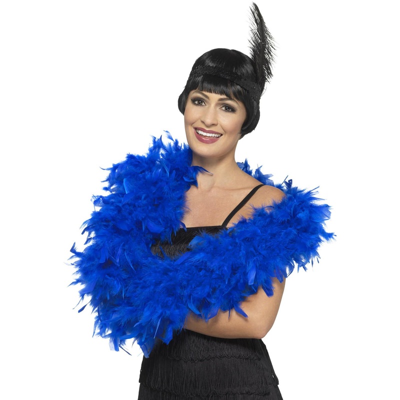1920s Deluxe Fluffy Blue Feather Boa