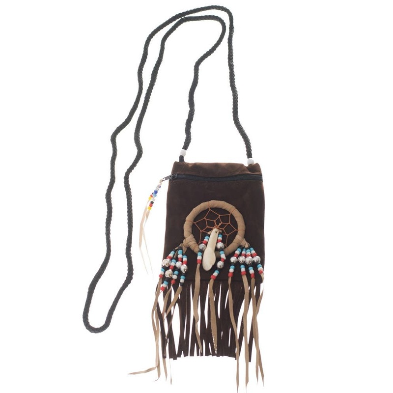 American Indian Brown Suede Pouch Costume Accessory