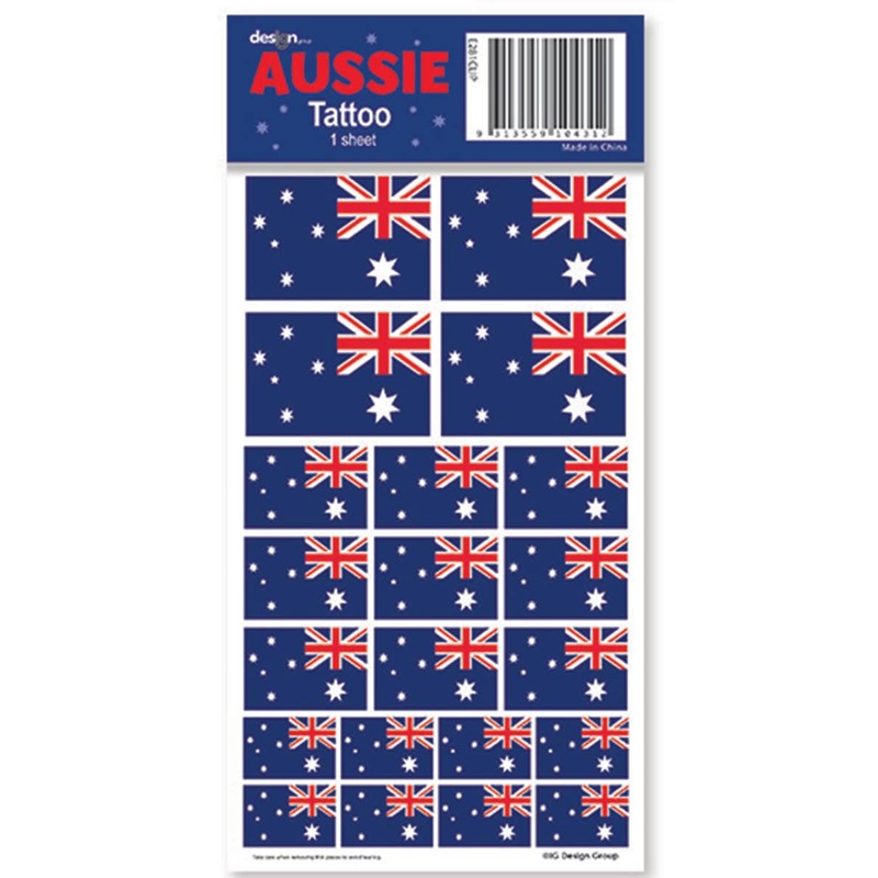 Australian Flags Temporary Tattoo Sheet