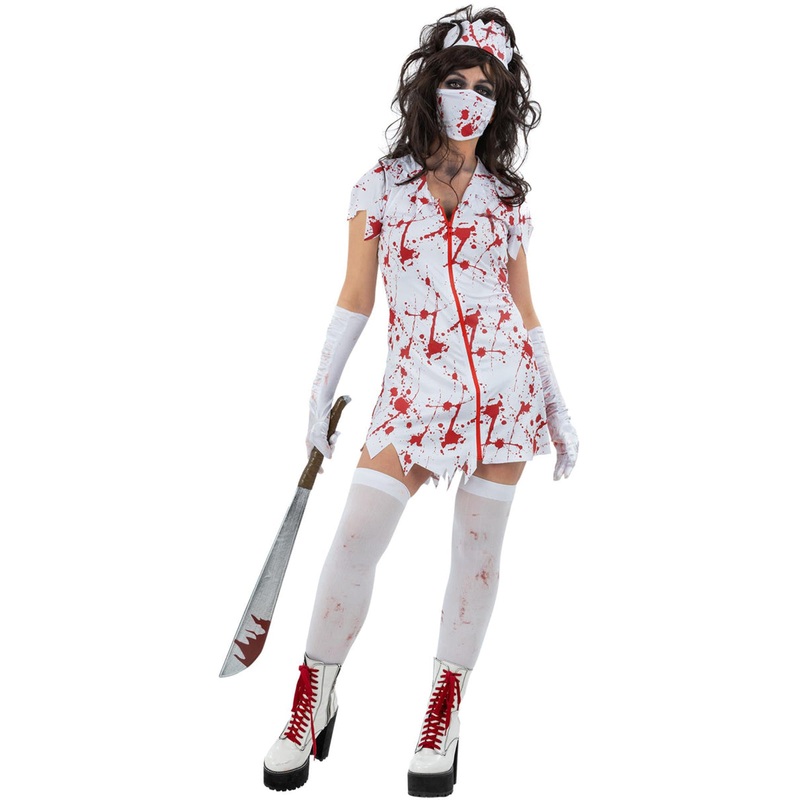 Blood Splattered Zombie Nurse Sexy Womens Halloween Costume