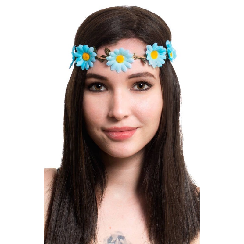 Blue 60s Hippy Daisy Chain Flower Crown