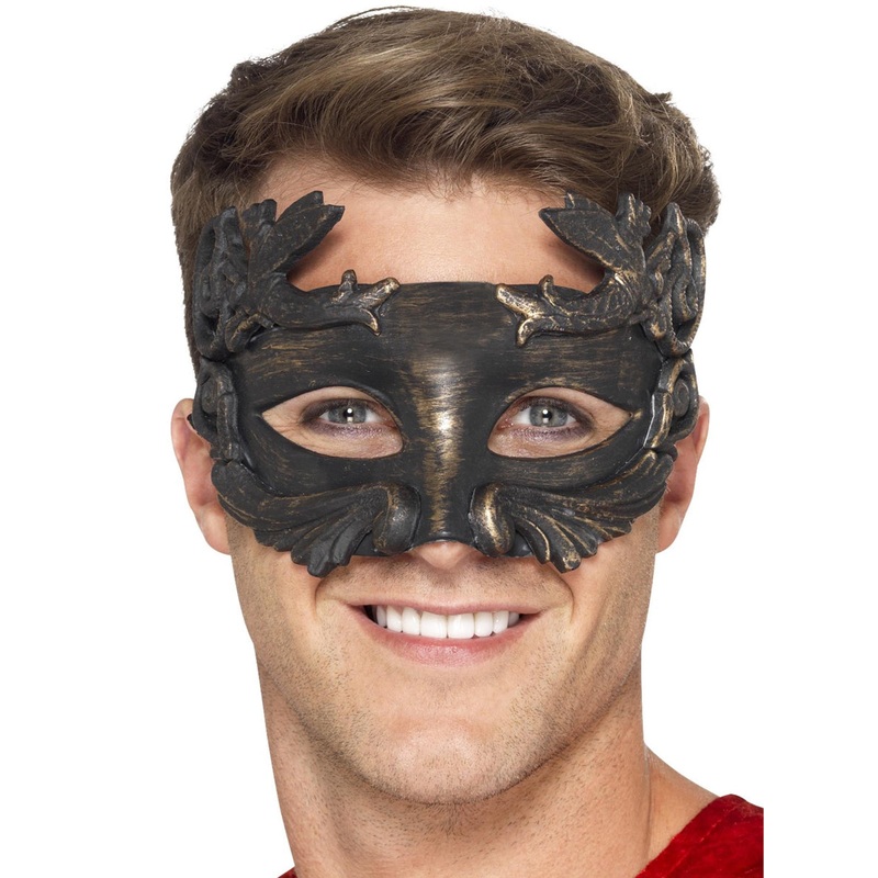 Brushed Gold Warrior Mens Masquerade Mask