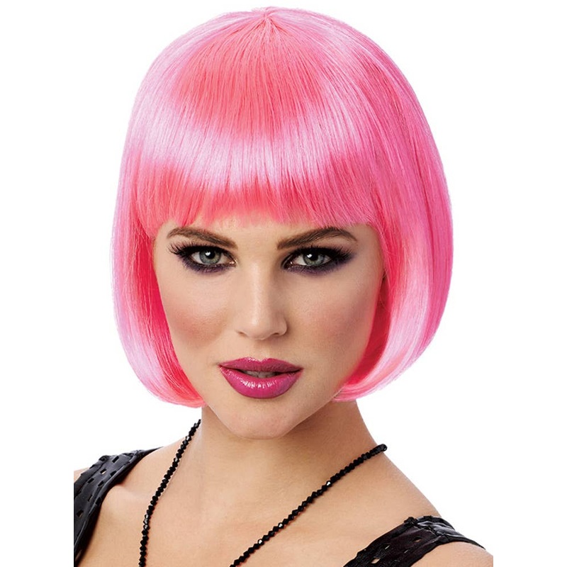Classic Bright Pink Womens Bob Costume Wig