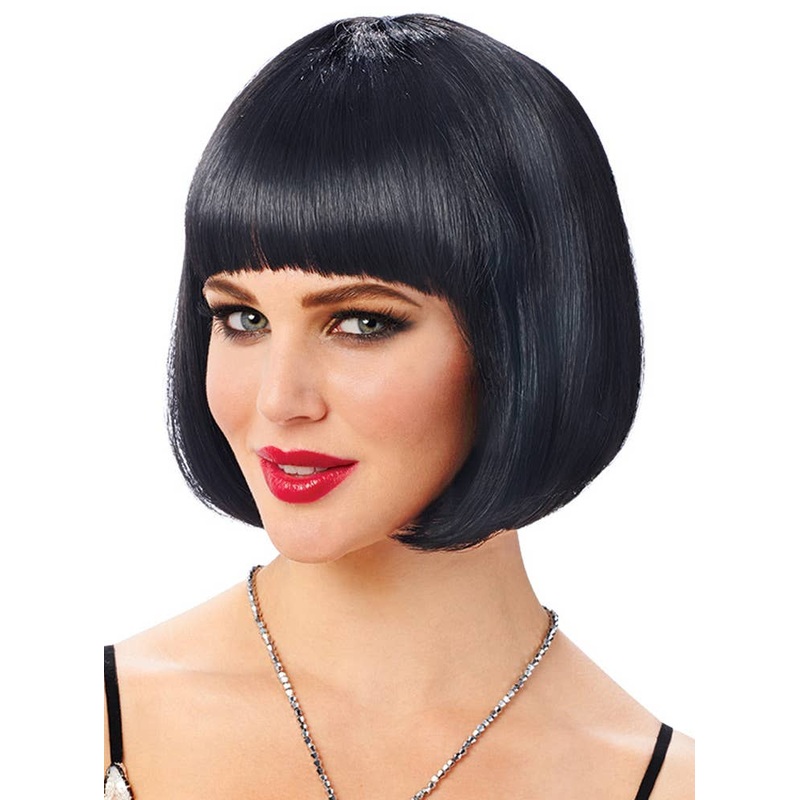 Classic Short Black Womens Bob Costume Wig