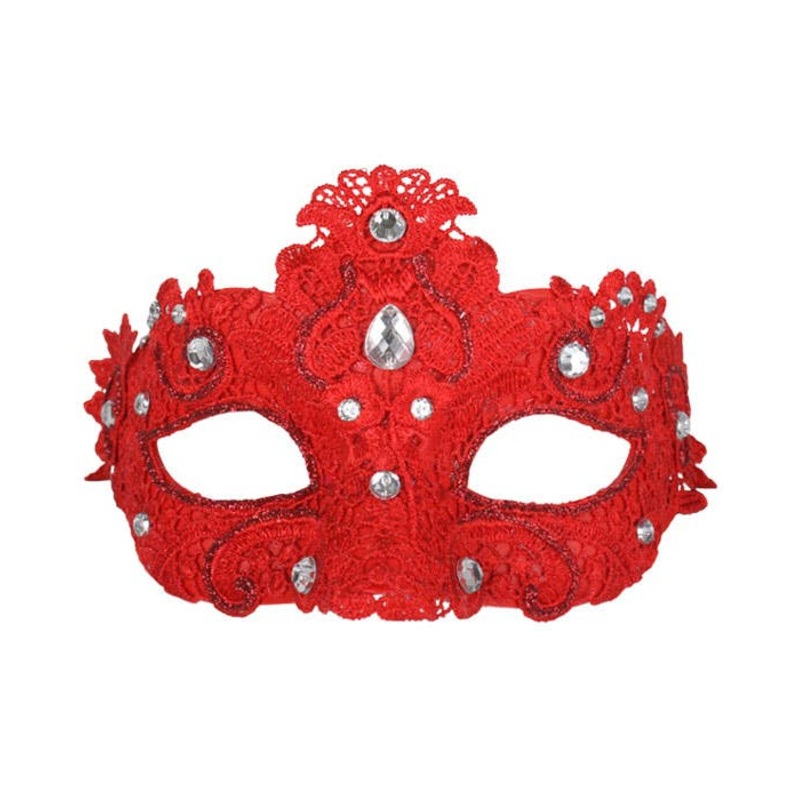 Crystal Red Lace Adults Masquerade Mask