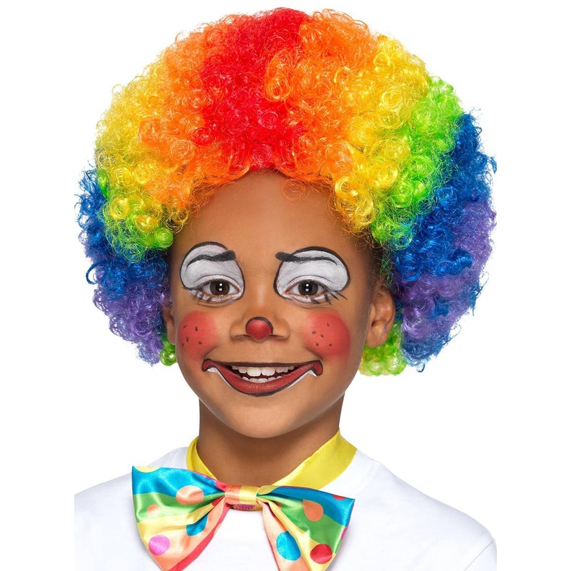 Curly Rainbow Clown Afro Kids Costume Wig