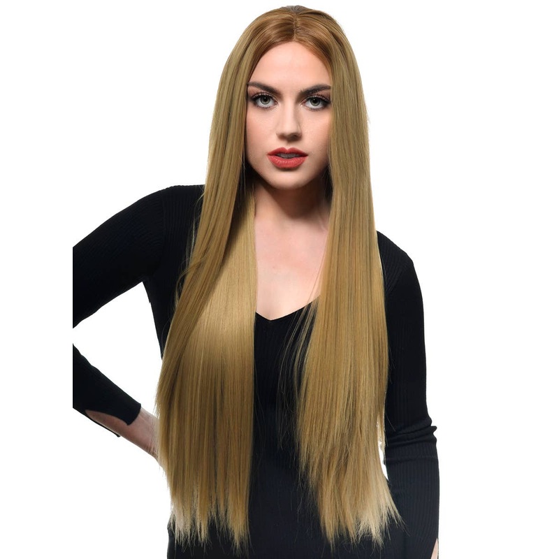 Dark Blonde Rooted Extra Long Straight Lace Front Fashion Wig