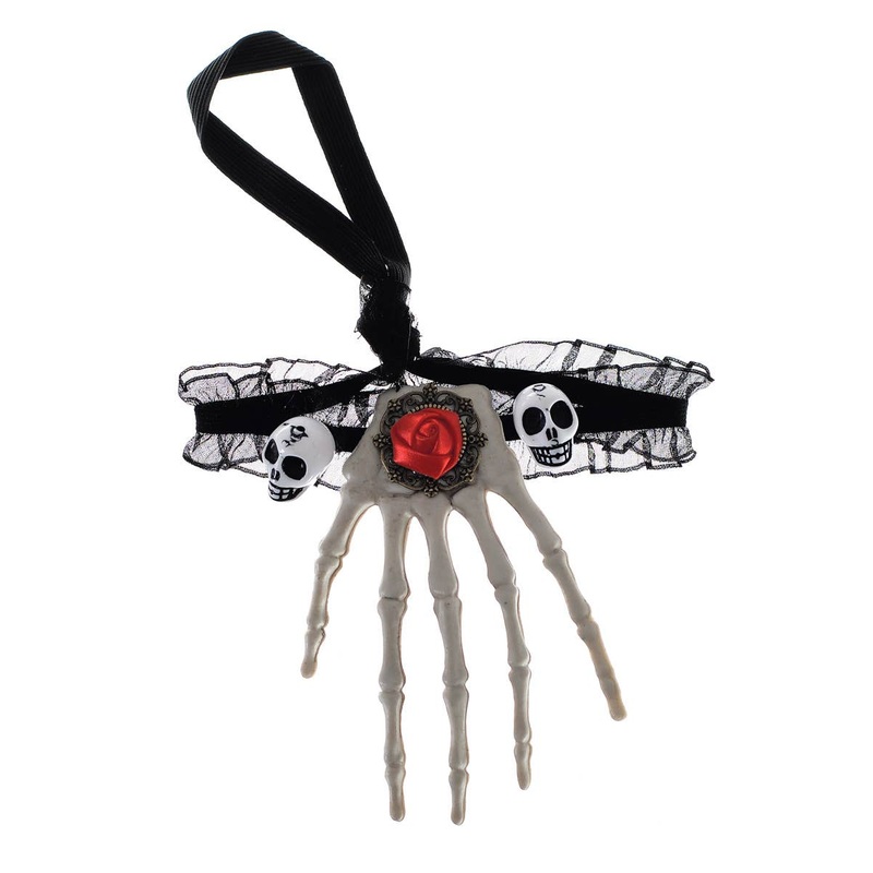 Day of the Dead Skeleton Hand Costume Choker