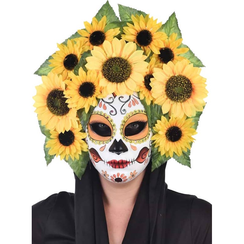 Day of the Dead Sunflower Sugar Skull Masquerade Mask