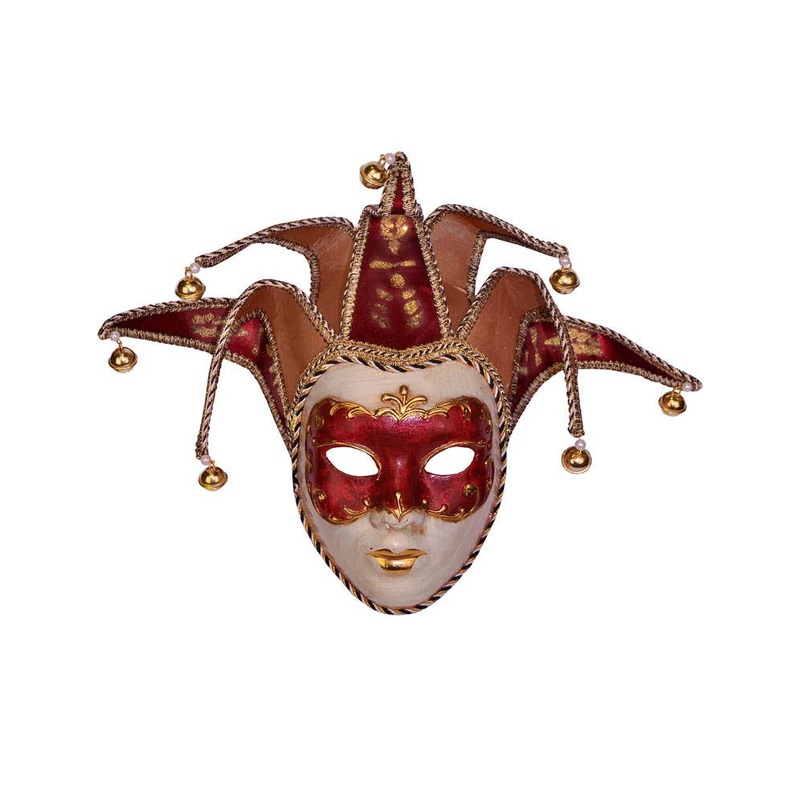 Deluxe Red Full Face Venetian Masquerade Mask