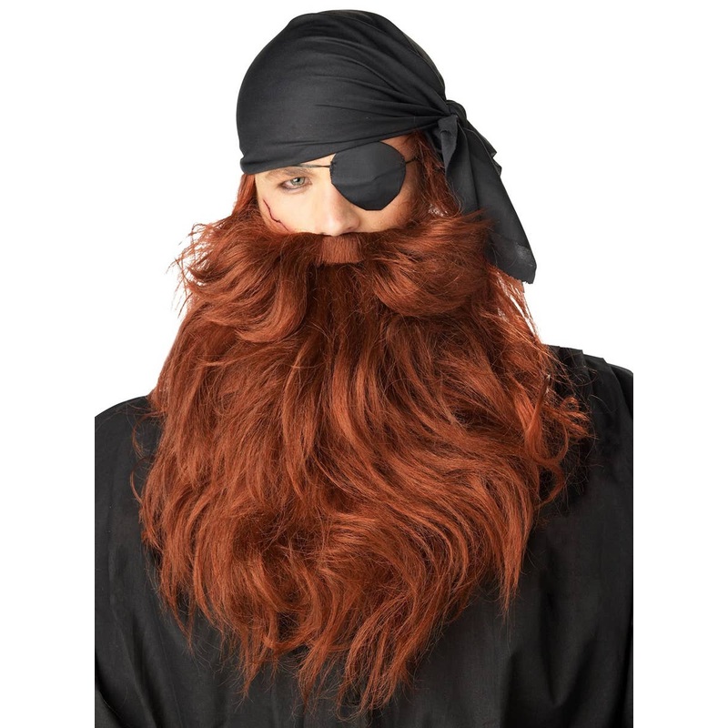 Deluxe Red Pirate Beard and Moustache