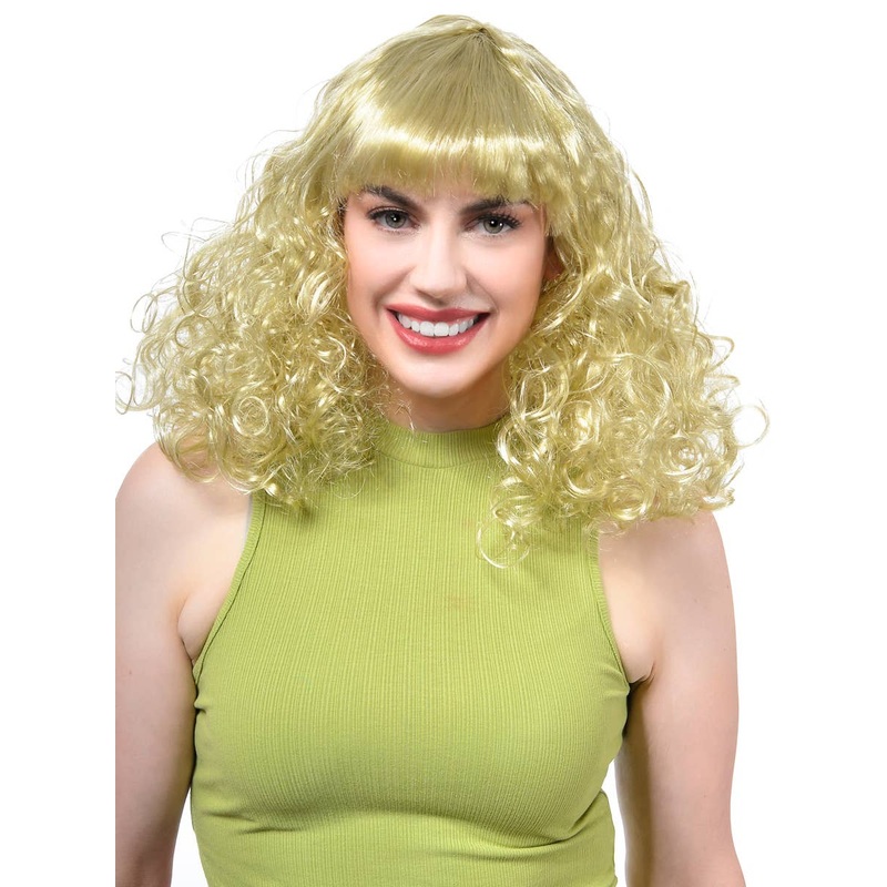 Disco Star Womens Curly Blonde 70s Costume Wig