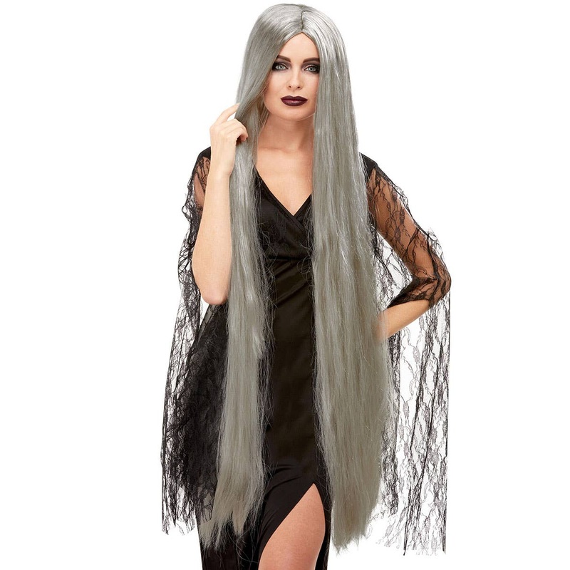 Extra Long 120cm Grey Womens Halloween Costume Wig