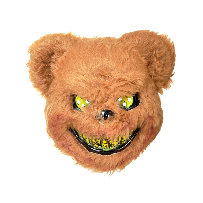 Furry Brown Evil Teddy Bear Halloween Costume Mask