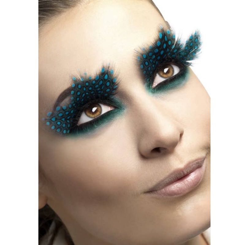 Large Feather Spotted Aqua False Eyelashes