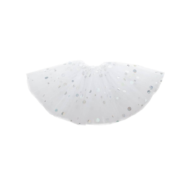 Layered White Womens Tutu with Holographic Dots