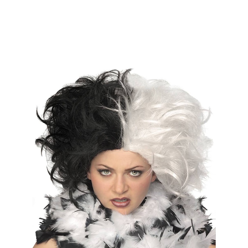 Miss Spot Womens Black and White Cruella Costume Wig