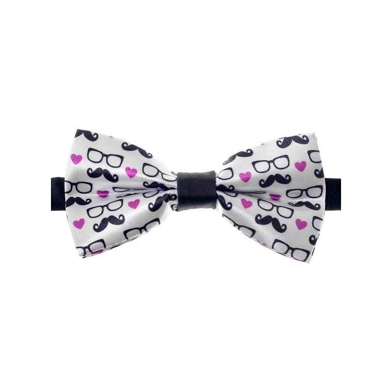 Moustache and Hearts Bow Tie Costume Accessory