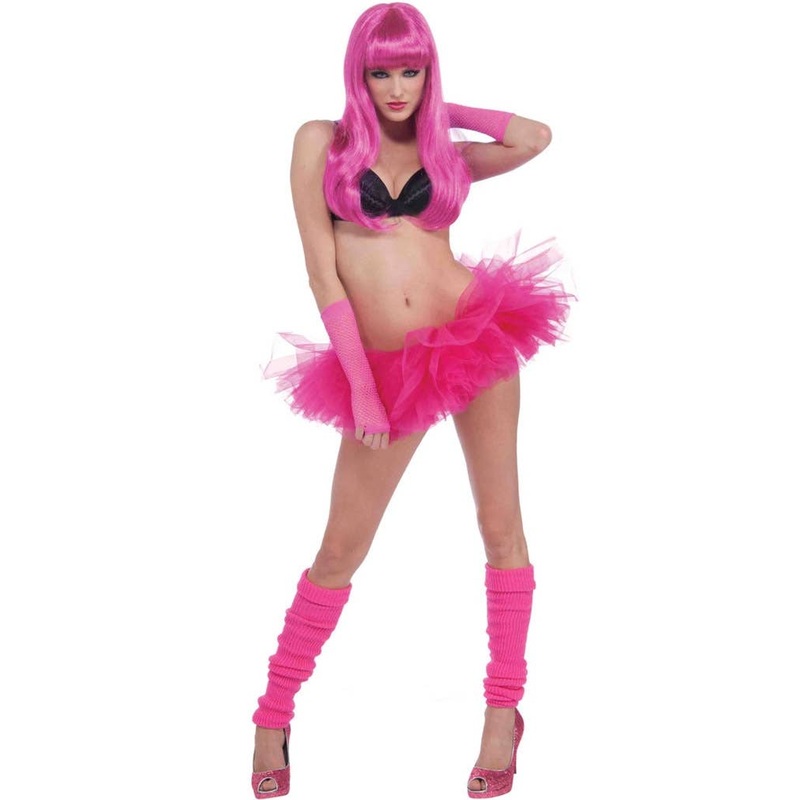 Neon Pink Womens 1980s Costume Tutu