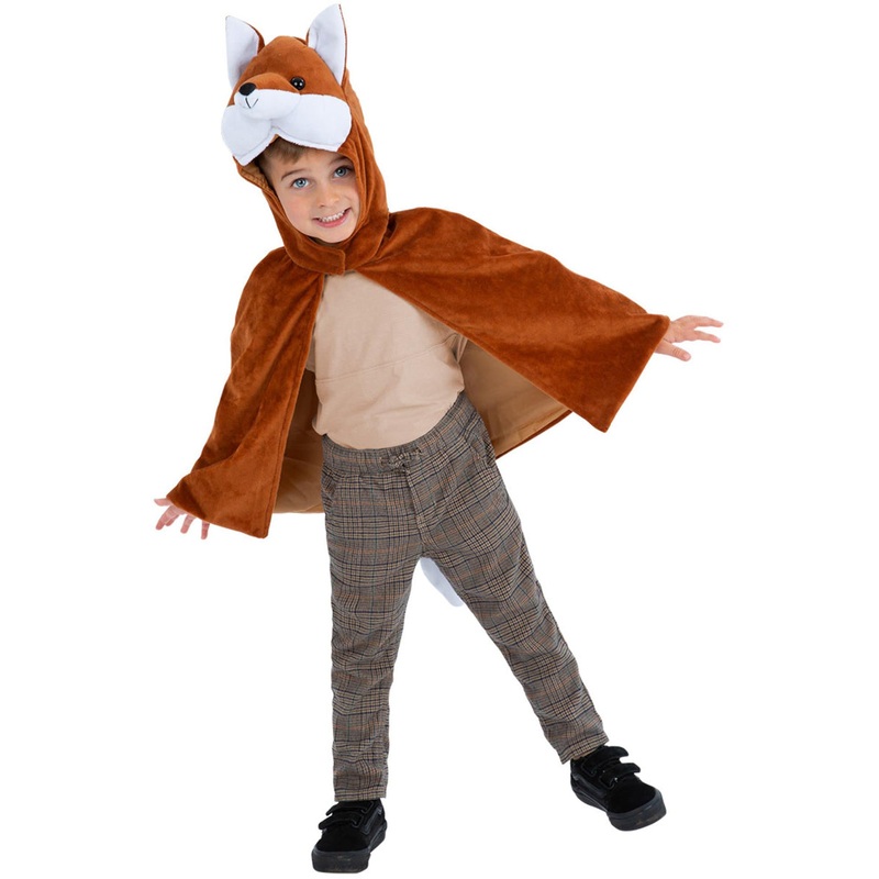 Plush Fox Boys Hooded Animal Costume Cape