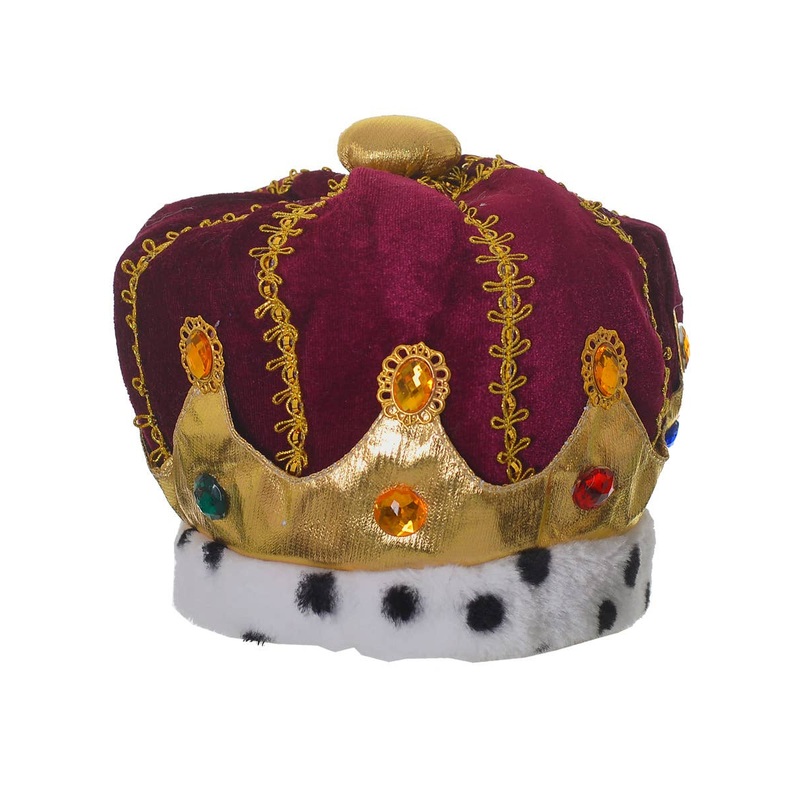 Plush Royal Red Mens King Costume Crown